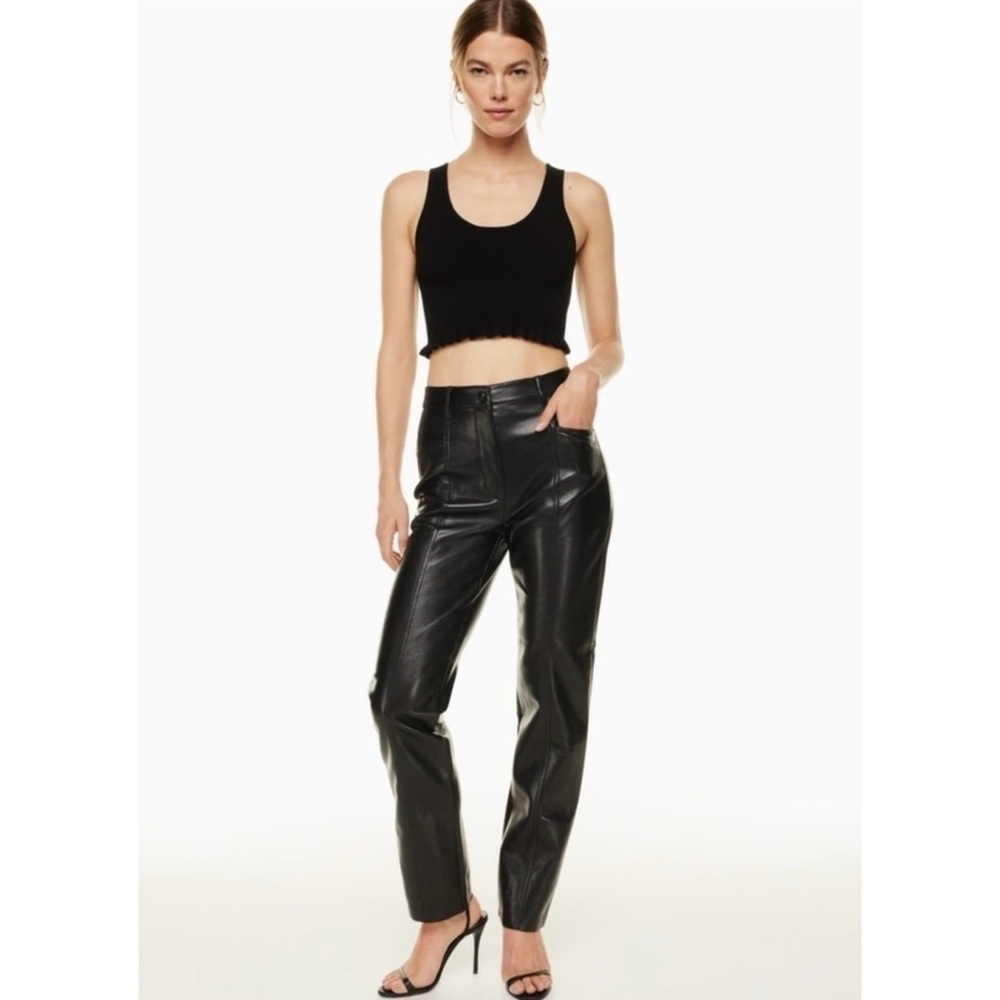 Aritzia Wilfred Rebel Pant Vegan Leather High Rise Straight Leg Black, size 2